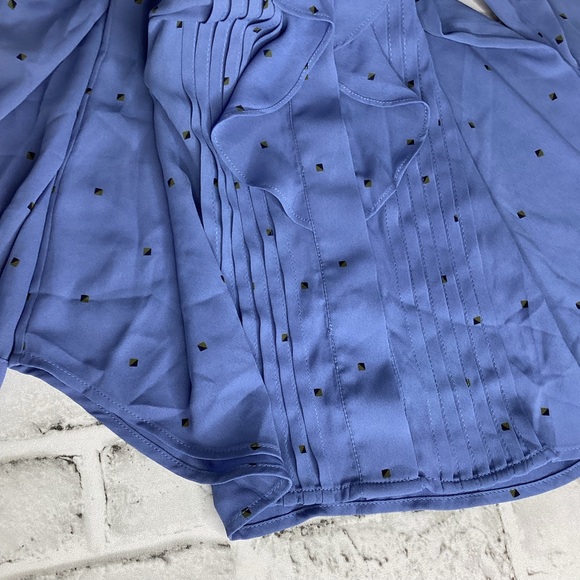 Ann Taylor Blue/Gray Ruffle Shirt Top Blouse Long Sleeve size small NWT - Picture 4 of 5